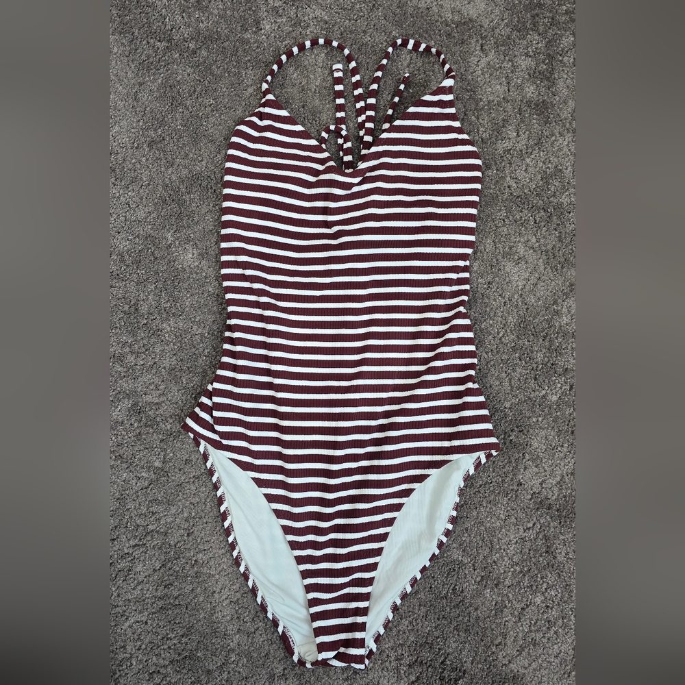 Striped Halter One-Piece Swimsuit